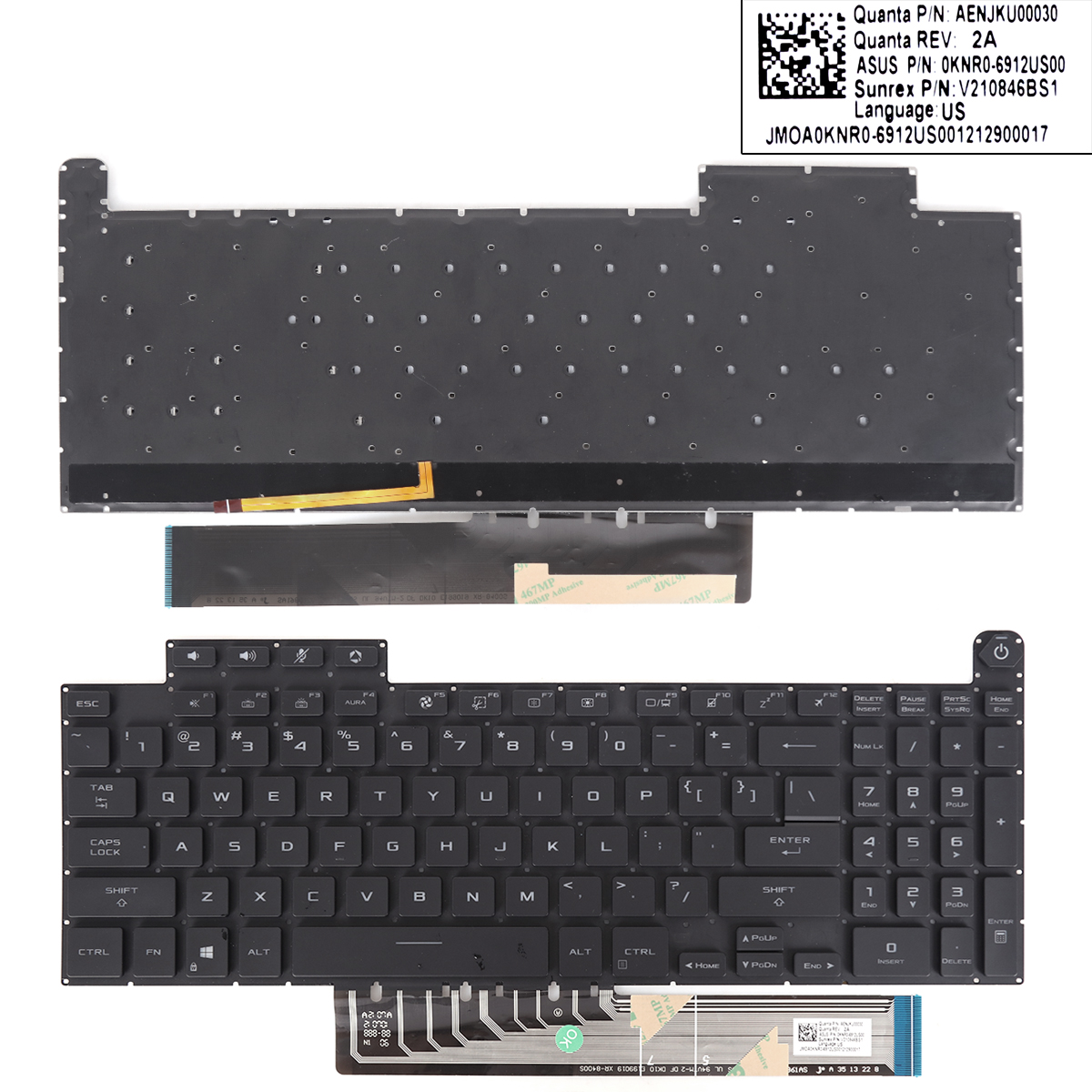 Picture of New Replacement Laptop Keyboard For ASUS TUF Gaming F15 A15 F17 A17 FX507 FX507Z FA507 FA507R FX517 FX517Z FX707 FX707Z FA707 FA707R BLACK(backlit WIN8) US Layout